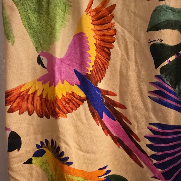 FARM RIO Sand Macaw Jungle Organic Cotton T Shirt Dress Sz M and L Tropical Boho - Picture 11 of 16